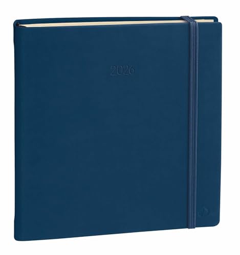 Agenda Exécutif Prestige 2026 Semainier Planning Multilingue Silk Bleu Marine 16x16 cm Papier Clairefontaine