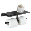 Gricol Porte Rouleau Papier Toilette Noir avec Étagère - Installation Facile sans Perçage