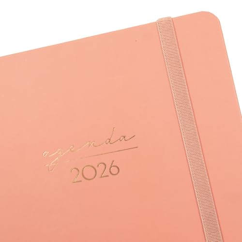 Agenda Finocam 2026 Spirale Verticale Alma Corail - Planification Annuelle Janvier à Décembre