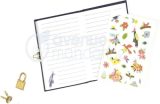 MY MANDARINE CO205C - Journal Intime 240 Pages Lignées 11x14 cm avec Cadenas - Motif Oiseaux et Fleurs