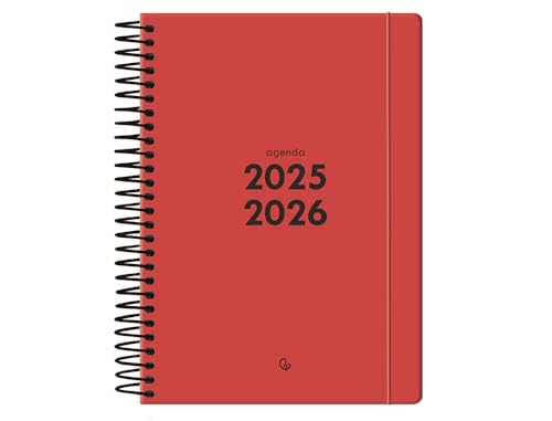 Agenda Scolaire Liderpapel 25-26 Rouge A5 Bilingue - Organisation Quotidienne Optimale