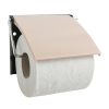 MSV - Porte-Rouleau Papier WC Mural en PS et Acier Chromé - Rangement Accessoires Bain - Beige