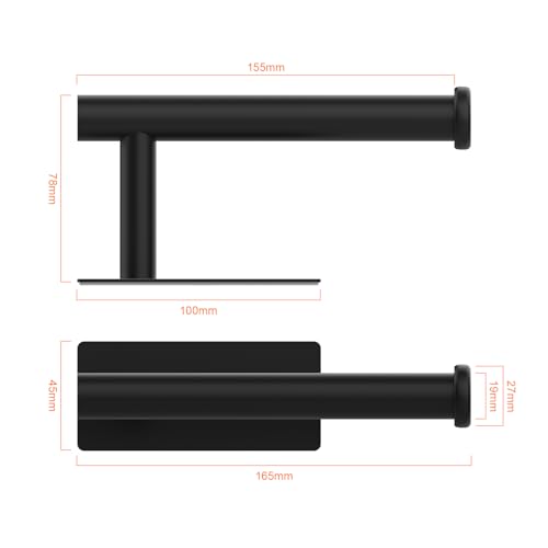 Ibergrif MK34052B : Porte-Papier Toilette Mural Autocollant en Acier Inoxydable 304 - Finition Noir Élégante