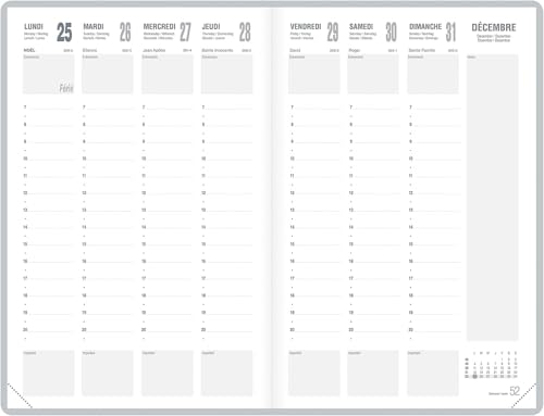 Agenda Semainier Classique Noir A4 Vertical 2027 - Organisation Idéale