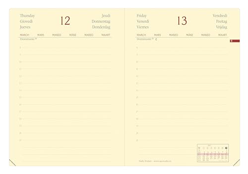 Agenda Quo Vadis 2026 Daily Pocket Silk Bleu - Journalier Multilingue 8.5x13 cm