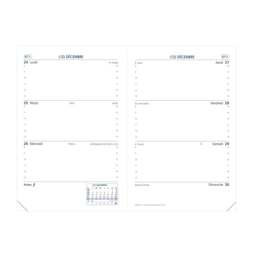 Agenda 2026 Quo Vadis Sapa X Semainier Horizontal Impala Noir - 10x15 cm