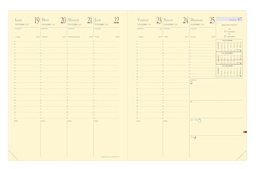 Agenda Président Prestige 2026 Semainier Planning Français Impala Noir 21x27cm Clairefontaine Ivoire