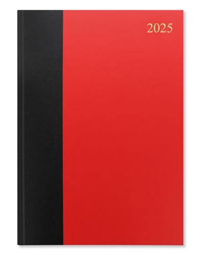 Agenda Letts of London Standard A4 2025, 2 pages par jour, Rouge/Noir