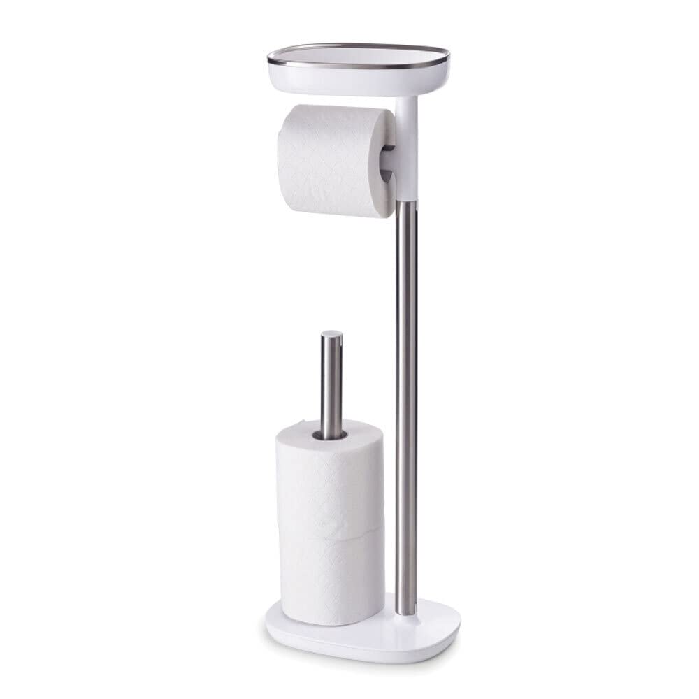 Joseph Joseph EasyStore - Porte-rouleau WC sur Pied avec Étagère Smartphone et Rangement Discret