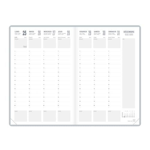 Agenda LECAS Civil Classique 2026 - Semainier 16x24 cm, Couverture Souple Noire Amovible