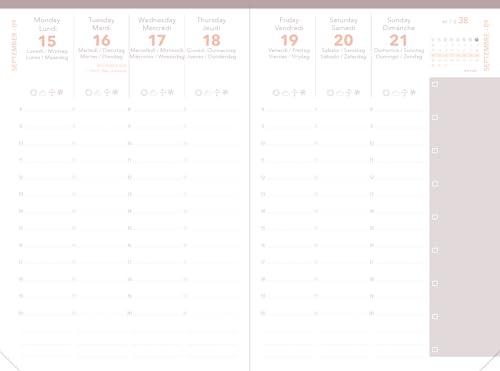 Agenda 2026 Pastel Rose Clair - Semainier Planning Multilingue - Fabrication Française