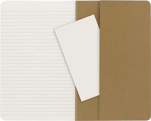 Cahier Moleskine Journal - Lot de 3 carnets lignés marron, couverture carton, couture visible, 80 pages, format Large 13 x 21 cm
