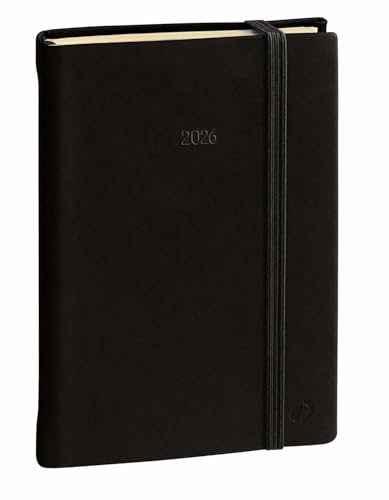 Agenda Quo Vadis 2026 Daily 21 - Journalier Multilingue Silk Noir 13x21 cm - Papier Clairefontaine Ivoire
