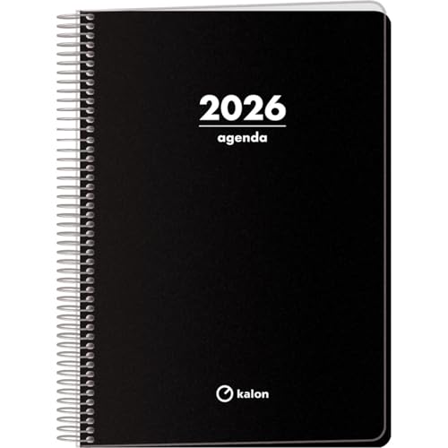 Q Kalon Agenda 2026 A5 : 1 Jour par Page, Multilingue (FR, ANG, ESP, ALL), Reliure Anneaux, Design Protecteur