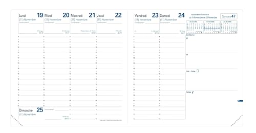 Agenda Quo Vadis 2026 Exécutif Bloom Beige - Semainier Planning 16x16 cm - Papier Clairefontaine Blanc