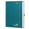 Agenda Journalier A4 POPRUN 2026 - Grand Format, Couverture Rigide, 1 Page par Jour, Vert Pacifique