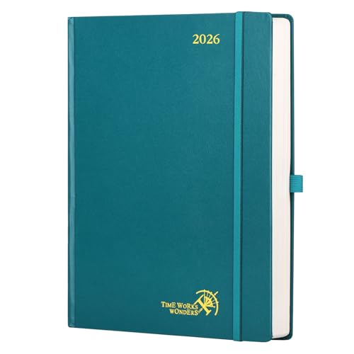 Agenda Journalier A4 POPRUN 2026 - Grand Format, Couverture Rigide, 1 Page par Jour, Vert Pacifique