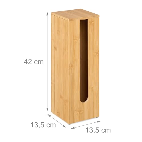 Relaxdays Porte-Papier Toilette en Bambou Naturel - Rangement Autonome pour 4 Rouleaux
