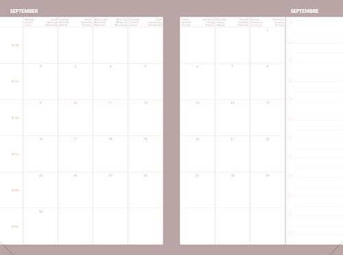 Agenda 2026 Pastel Rose Clair - Semainier Planning Multilingue - Fabrication Française