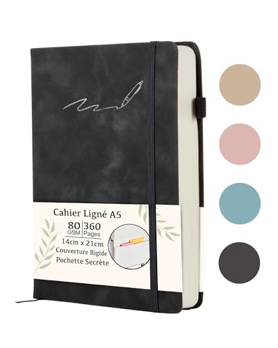 Carnet Intime A5 Ligné - 360 Pages Premium Cuir PU, Agenda, Cahier d'écriture - Cadeau Polyvalent Homme Femme