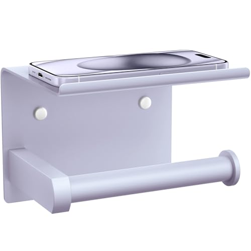 Tindbea Porte-Papier Toilette Mural avec Étagère - Acier Inoxydable SUS 304, Violet Lavande