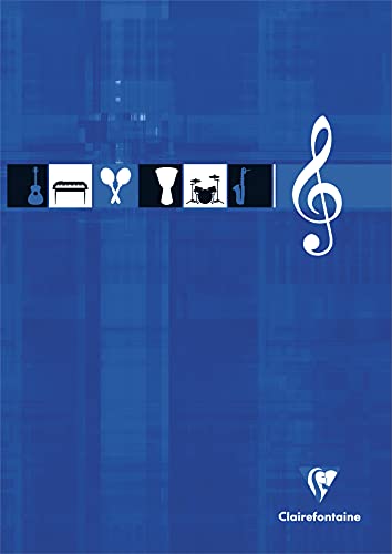 Clairefontaine Bloc Musique A4 Encollé 100 Pages 90g Blanc Vélin Velouté - Couverture Carte Pelliculée Aléatoire