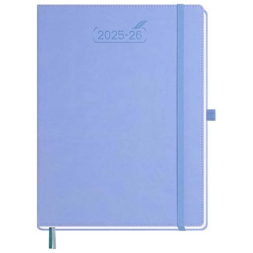Agenda 2026 Semainier A4 Couverture Rigide Cuir PU Bleuet - Planificateur Annuel et Mensuel