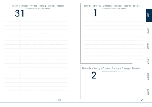 Agenda Scolaire Quo Vadis Touch 2026-2027 Journalier Multilingue Bleu 12x17 cm - Papier Clairefontaine