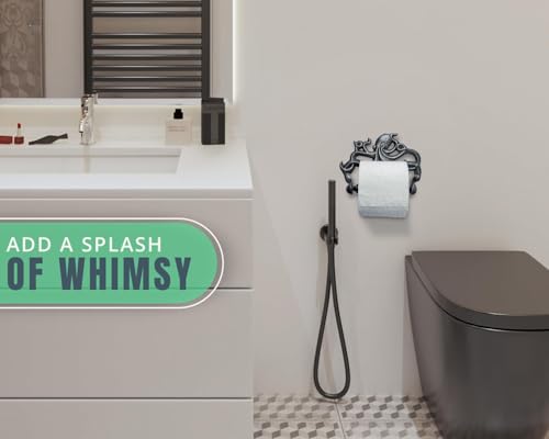 Porte-Rouleau Papier Toilette Fonte Pieuvre – Style Nautique Vintage – Argent et Noir
