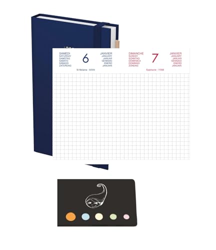 Lot Agenda Chantier 2027 Blumie Bleu : Journalier, 15x9cm, 1 jour/page, Index Inclus