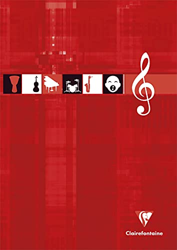 Clairefontaine Bloc Musique A4 Encollé 100 Pages 90g Blanc Vélin Velouté - Couverture Carte Pelliculée Aléatoire