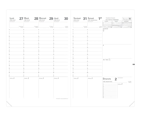 Agenda Quo Vadis Impala 16 mois (Septembre à Décembre) - Semainier Planning SD, Répertoire - Noir, 18x24 cm