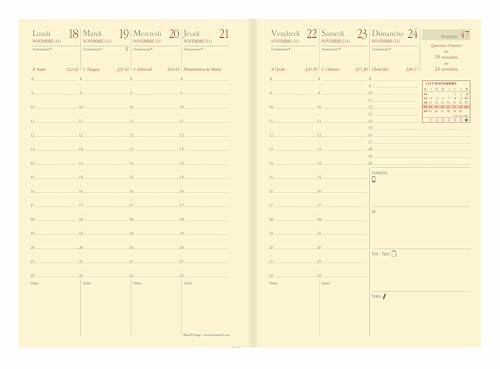Agenda 2026 Affaires Prestige Semainier - Français - Rouge - 13 mois - 10x15 cm - Papier Clairefontaine Ivoire - Fabrication Française