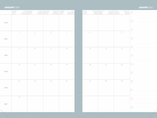 Agenda Ministre 2026 - Semainier Rose Pastel - 13 Mois - 16x24 cm - Papier Clairefontaine - Fabrication Française