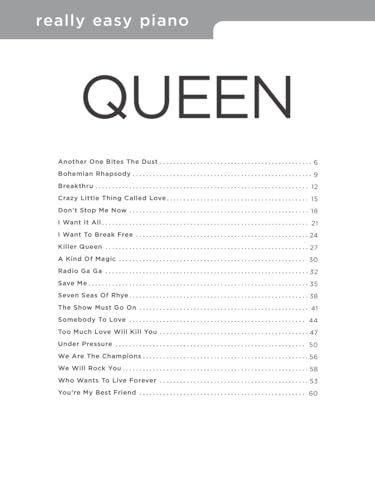 Really Easy Piano: Queen - Partition Facile avec Accords et Paroles