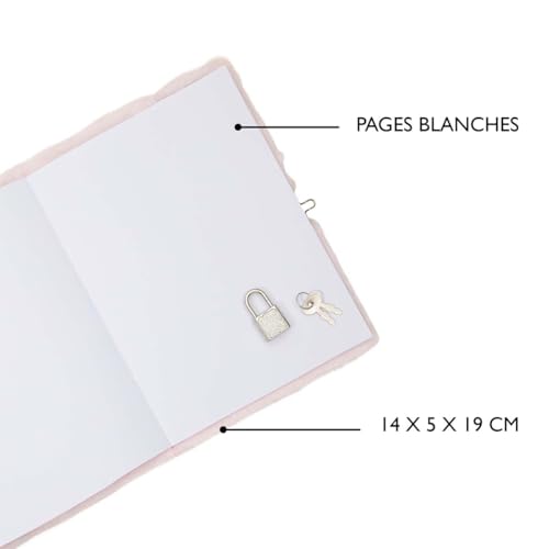 DRAEGER Paris - Journal Intime Rose Peluche avec Cadenas et Clés - Carnet Secret pour Fille et Femme