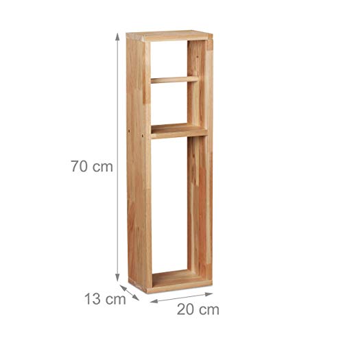 Relaxdays Porte-Papier Toilette en Bois de Noyer - Montage Mural ou sur Pieds - Rangement pour Rouleaux de Rechange - Style Naturel