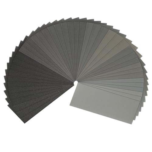 STEBRUAM Papier de Verre Abrasif - Lot de 42 Feuilles pour Polissage Bois, Métal, Voiture - Grains de 120 à 3000