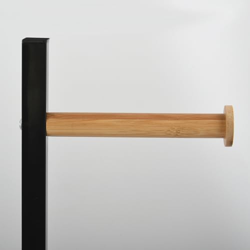 Spirella ALVAR : Porte-Rouleau WC sur Pied Design Acier & Bambou, Rangement 4 Rouleaux, Noir