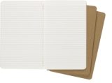 Cahier Moleskine Journal - Lot de 3 carnets lignés marron, couverture carton, couture visible, 80 pages, format Large 13 x 21 cm