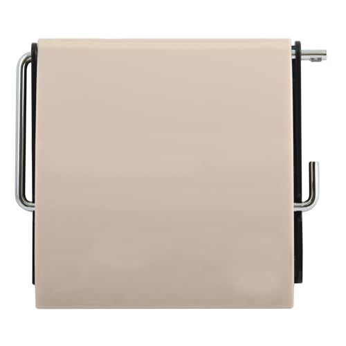 MSV - Porte-Rouleau Papier WC Mural en PS et Acier Chromé - Rangement Accessoires Bain - Beige