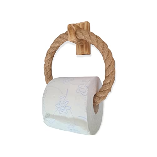 Dérouleur Porte Papier Toilette Corde et Bois - Design Artisanal Français