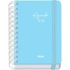 Agenda Scolaire 2025-2026 A6 "Serenity Bleu" - Un Jour par Page, Bilingue Espagnol/Anglais, Spirale, Élastique, Couverture Rigide, Autocollants Inclus