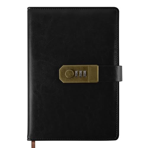 Journal Intime à Serrure Vintage A5 en Cuir PU - 200 Pages 100gsm avec Code de Sécurité - Cadeau Idéal