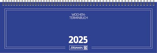 Agenda Brunnen 775 - Année 2025, Format Horizontal, 2 Pages par Semaine, Couverture Carton Bleue