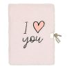 DRAEGER Paris - Journal Intime Peluche Rose 'I Love You' avec Cadenas - Carnet Secret Cadeau pour Fille, Amie, Copine