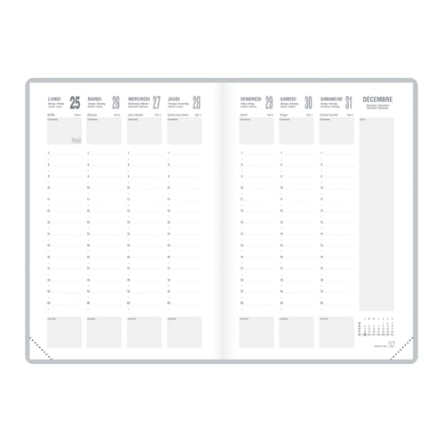 Agenda LECAS Civil Classique 2026 - Semainier 21x27 cm, Couverture Souple Noire Amovible