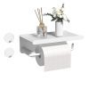Porte Papier Toilette Mural Auto-Adhésif en Acier Inoxydable avec Étagère - Blanc