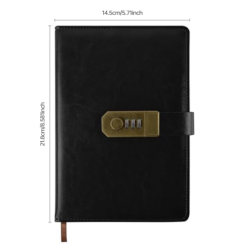 Journal Intime à Serrure Vintage A5 en Cuir PU - 200 Pages 100gsm avec Code de Sécurité - Cadeau Idéal