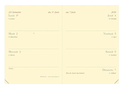 Agenda Quo Vadis 2026 Prestige Semainier Horizontal Soho Noir - Format Mini 7x10cm